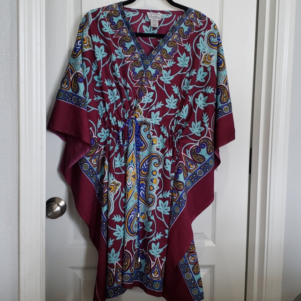 Pamela swimwear coverup paisley cinch waist